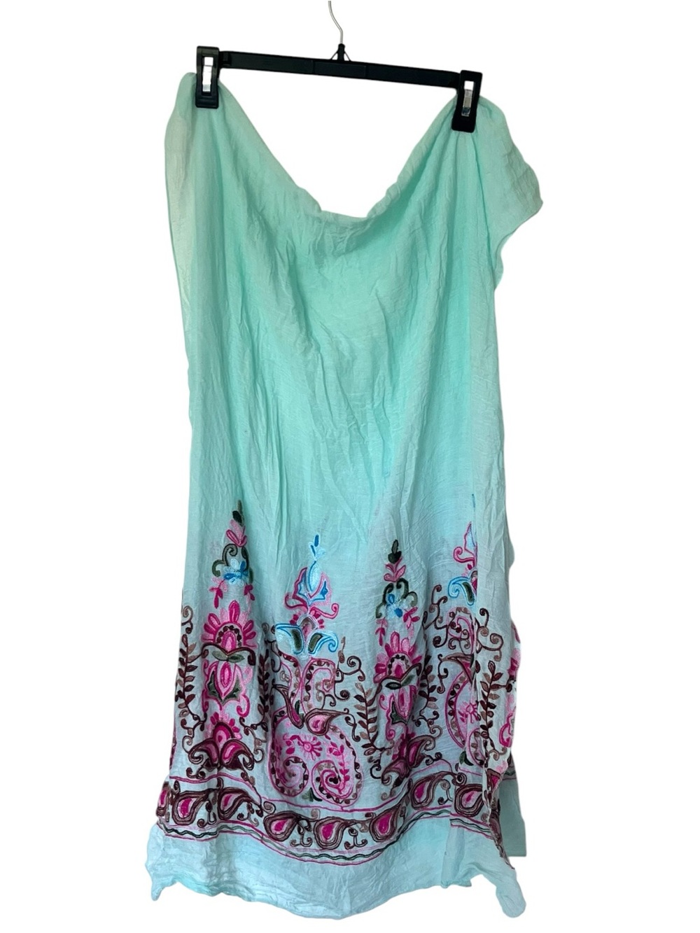 Mint Green Embroidered Boho Scarf 70x25.5